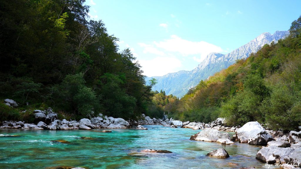 Soca River and Kozjak Waterfall