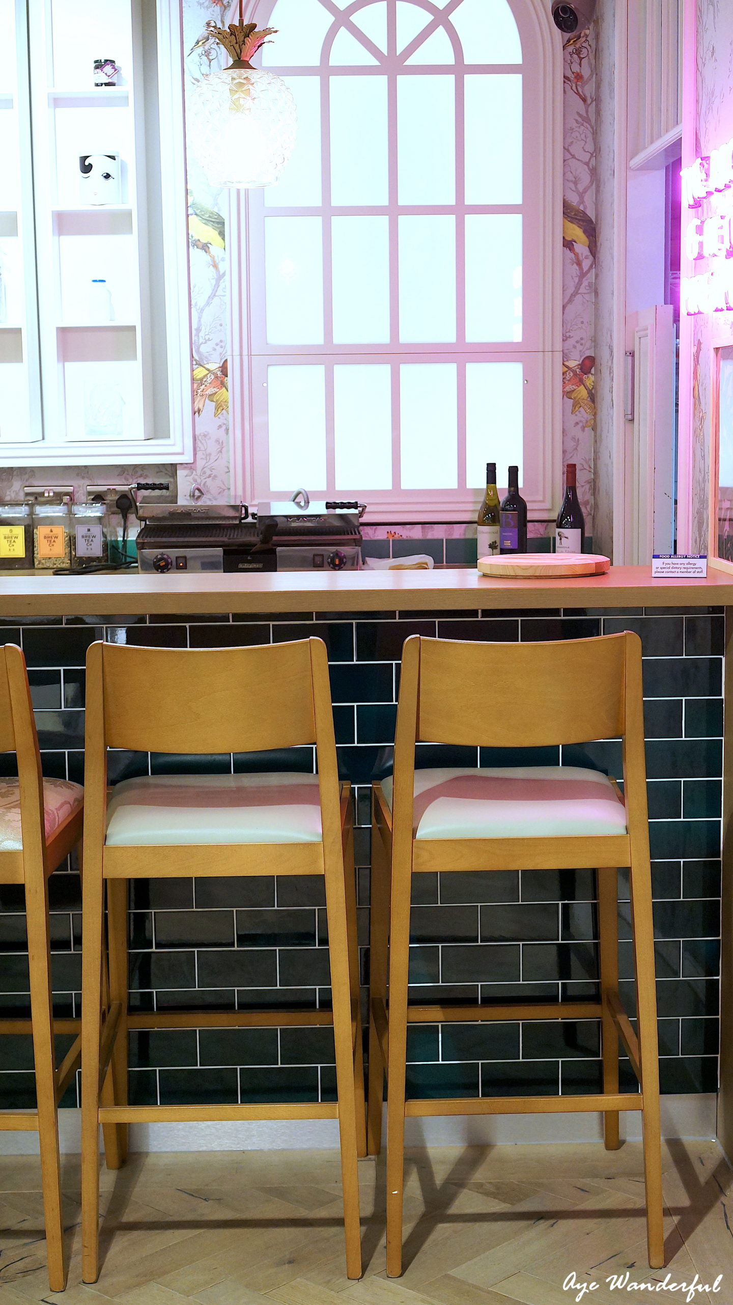 Wooden High Chairs | Bar Stools | Saucer & Spritz cafe | Oasis Tottenham Court Road London | Looks and Locations | Read more on www.ayewanderful.com