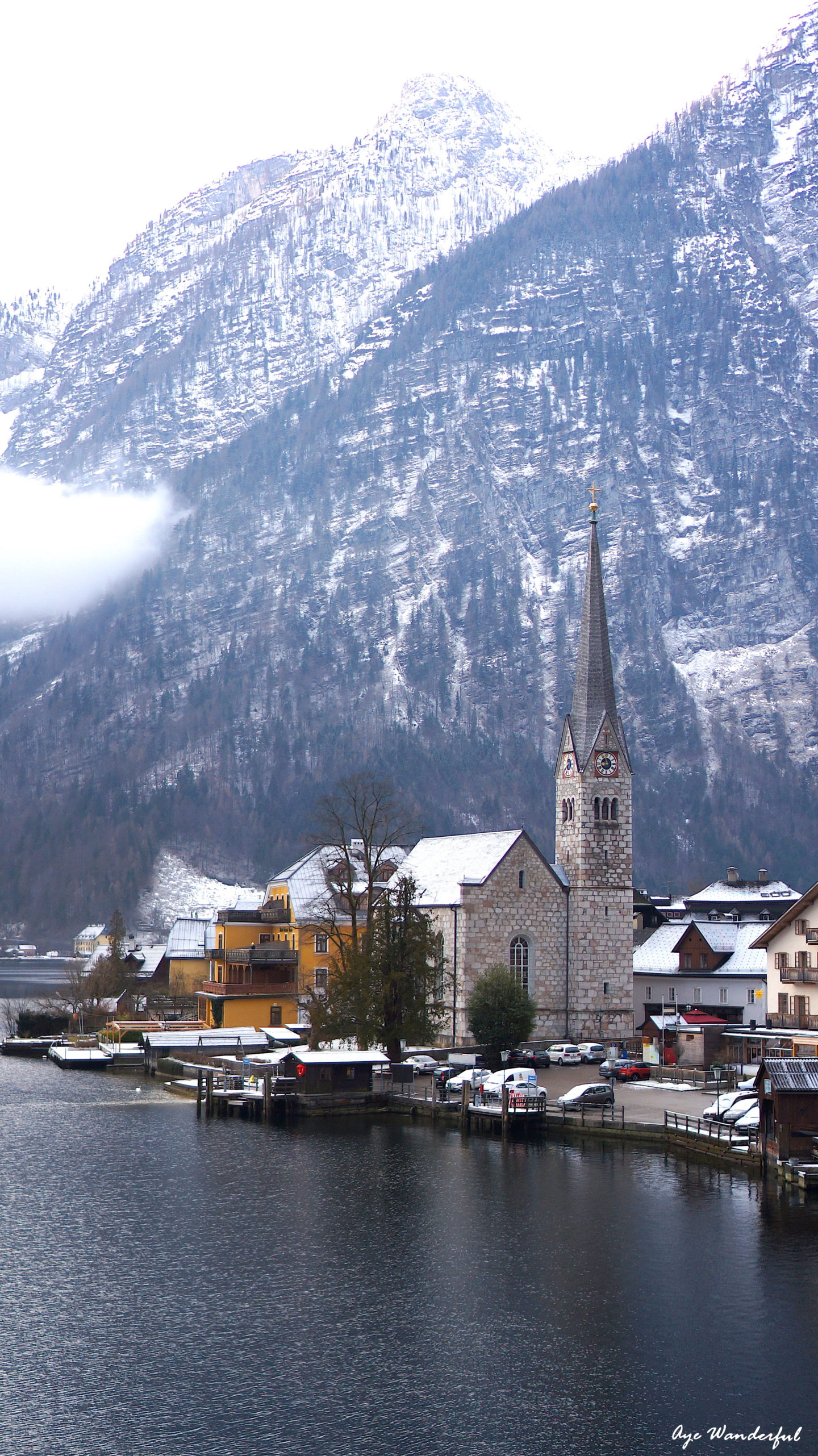 Lakeside church in Hallstatt Austria