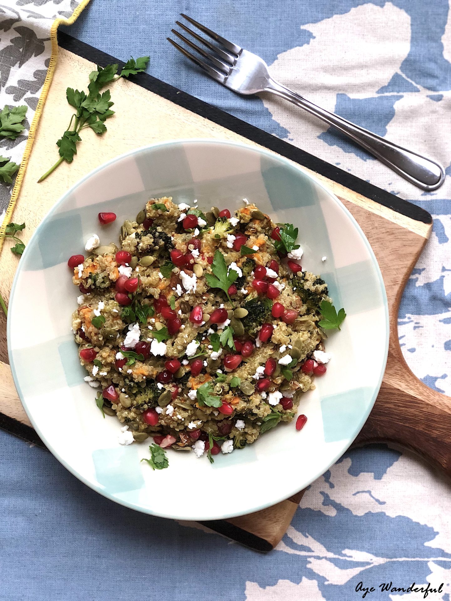 Green Quinoa Salad with roasted veggies