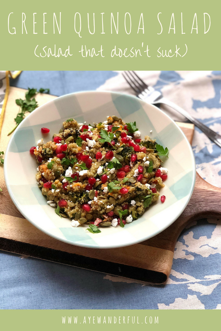 Very Green Quinoa Salad with roasted veggies