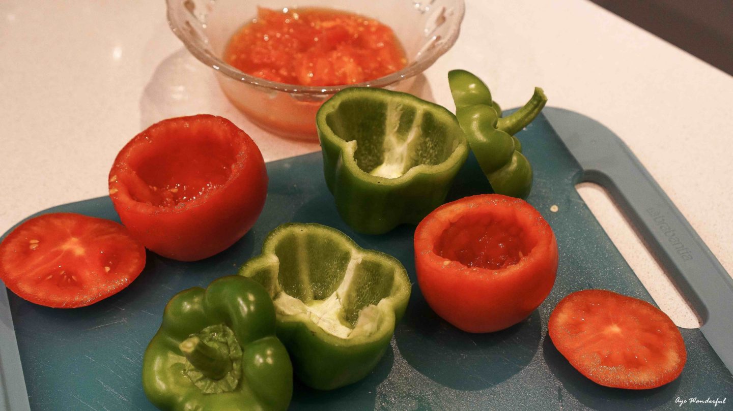 Vegetarian Yemista Recipe for Greek style stuffed peppers and tomatoes