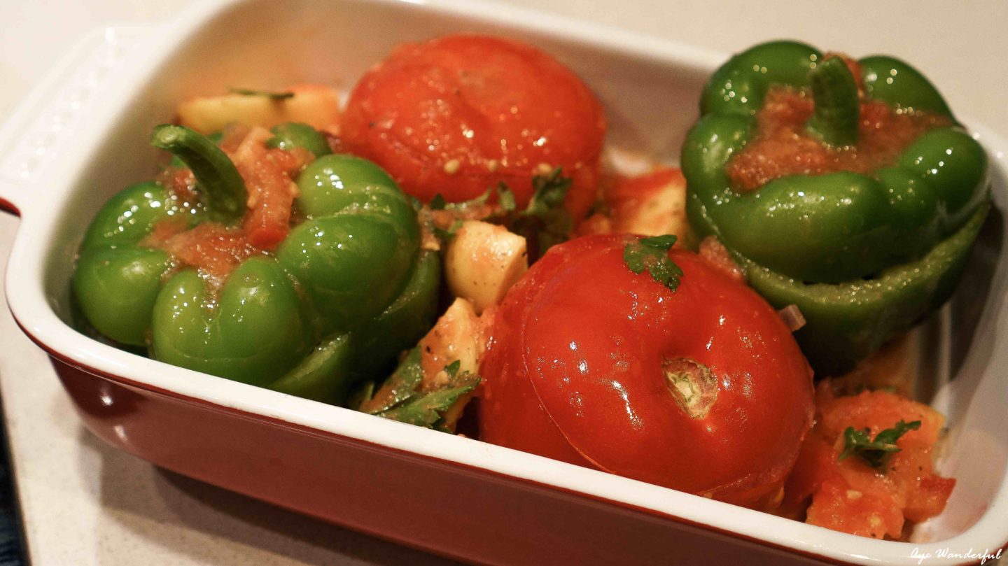 Vegetarian Yemista Recipe for Greek style stuffed peppers and tomatoes