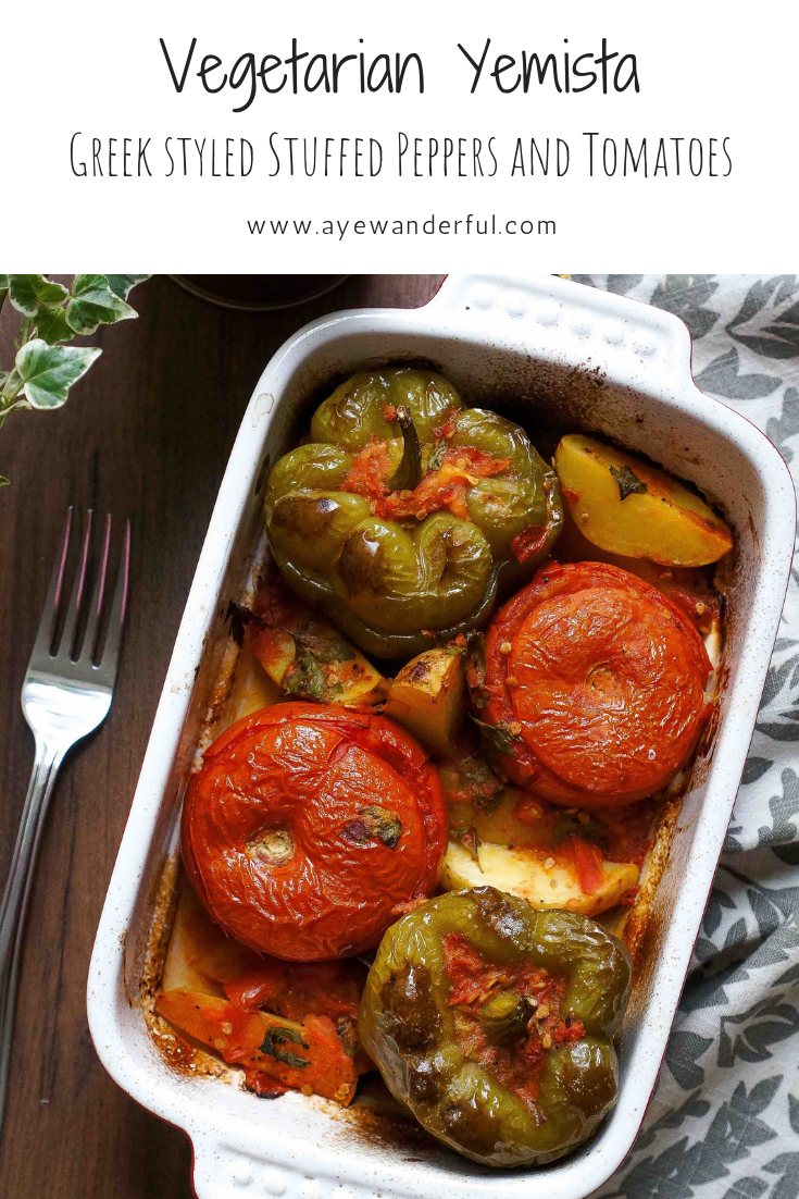 Vegetarian Yemista Recipe for Greek style stuffed peppers and tomatoes