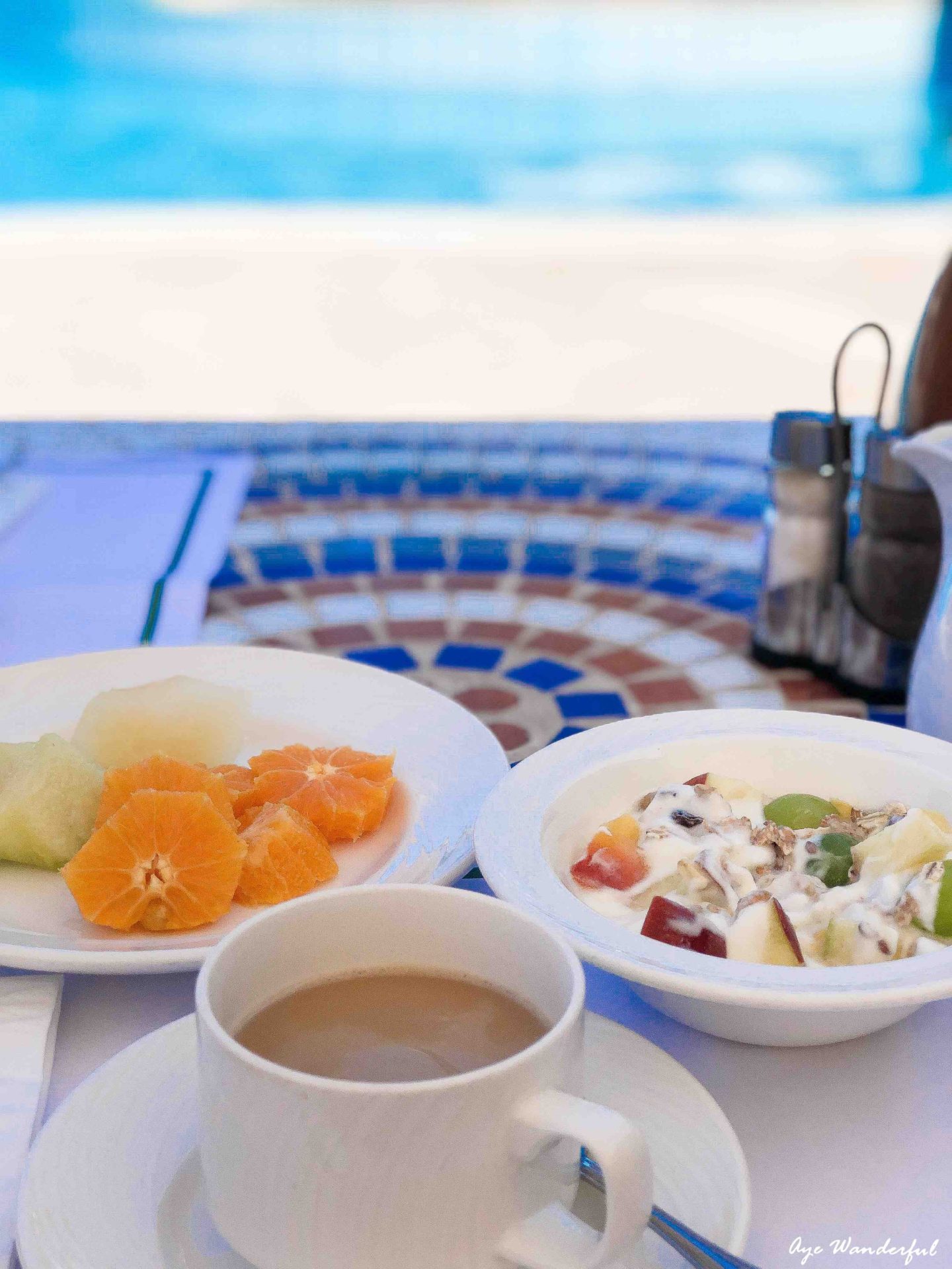 Breakfast by the pool Babymoon in Paphos Cyprus